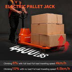 Full Electric Pallet Jack, 4400lbs Capacity Electric Pallet Lift Trucks, 48" x 27" Fork Size Powered Lithium Battery Pallets Truck for Indoor Spaces Warehouse Storage and Material Handling