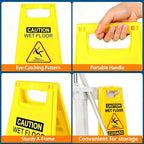 4 Pack Caution Wet Floor Sign, 24" Height, Bright Yellow, Double-Sided A-Frame Safety Caution Sign Commercial, Bilingual Caution Message
