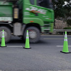 6 Pack 36 Inch Green PVC Traffic Cones with Black Base, Stable Large Size Safety Cones for Highway, Construction, and Outdoor Use (6, Green, 36 Inch)