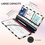 Premium Car Registration and Insurance Card Holder, Cute PU Leather Car Document Holder, Vehicle Glove Box Car Organizer with Magnetic Closure for Driver License, Cards Beige Checkerboard