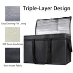 Bodaon 4-Pack Cooler Insulated Food Delivery Bag, Rideshare Delivery Bag, XXX-Large Thermal Bags for Catering/Hot Pizza, Travel/Camping/Picnic/Grocery Reusable Warmer Frozen, Black With Bottom