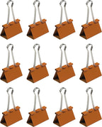JAM PAPER Colorful Binder Clips - Large - 1 1/2 Inch (41 mm) - Orange Binderclips - 12/Pack