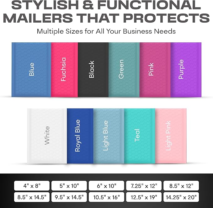 Black Extra Large Poly Bubble Mailers 14.25x20 inch #7 | Self Seal Large Padded Envelopes | Air Cushioned Bubble Mailer | Usable Size 14.25x19 Lightweight Mailing Shipping Bags| 100 Pack Bulk