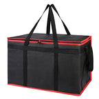 Bodaon 3-Pack Insulated Food Delivery Bag for Hot and Cold Meal, XXXL Cooler/Thermal Bags, Grocery Tote Insulation Bag for Catering, Large Pizza Warmer, Black with Red Edge