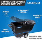 Tilt Truck, 1/2 Cu. Yd. Capacity Dump Cart with Heavy Duty 12” Wheels & 5” Casters & Forklift-able Frame for Jobsites, 850 lbs, Trash Cart with Wheels DUC12T-F