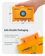 wisedry 100g [10 Packs] Rechargeable Desiccant Packs for Storage, Color Indicating Silica Gel Desiccant Packets, Reusable Moisture Absorbers Bags for Storage Bins, Suitcase, Gun Safe, Tool Box
