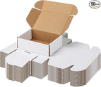 PHAREGE 6x4x2 Inch Shipping Boxes 50 Pack White, Tab Lock Tuck Top Mailer Boxes for Packaging Small Business, Cardboard Gift Boxes for Wrapping Mailing Present