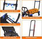 2-in-1 Folding Hand Truck with Retractable Handle, 330LBS Capacity Heavy Duty Hand Dolly, Collapsible Dolly Cart with Wheels for Luggage/Moving/Travel