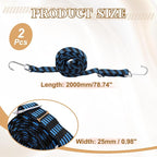 uxcell 2Pcs Adjustable Bungee Cords with Hooks, 79 Inch Flat Heavy Duty Elasticity Straps Rubber Bungee Cords with Buckle for Outdoor, Camping, Tarp, Bike Rack, Luggage, Black Blue