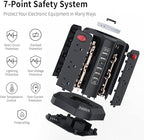 Surge Protector Power Strip Tower with 5 USB Ports and Night Light, 10FT Extension Cord with 12 AC Multiple Outlets, PASSUS Power Tower, Overload Protection for Home Office Dorm Room (2PC-White+Black)