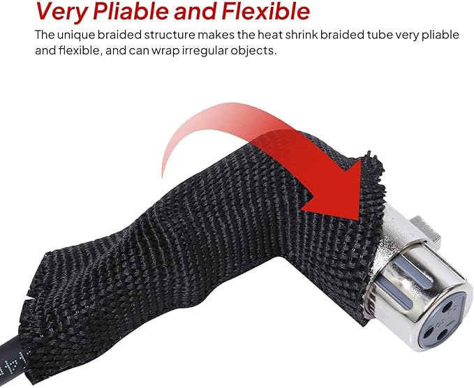 2 to 1 Heat Shrink Braided Sleeving 3/4" - 24 feet Pliable Shrinkable Fabric Sleeve for Protection Cable/Wire/Irregular Shape Hose