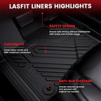 LASFIT Floor Mats Fit for Lincoln Nautilus 2019-2023/ for Lincoln MKX 2018 2017 2016 All Weather Floor Mats Custom Fit Floor Liner TPE Car Mats,1st and 2nd Row,Black