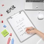 Hongri Plastic Clipboard with Pen Holder, Gray 8.5x11 Letter Size Clip Board for Classroom, Office, Students, Nurses and Women, Low Profile Clip, Size 12.5 x 9 in(Pack of 6)