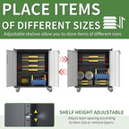 Metal Tool Cabinet,Garage Storage Cabinet System,Wall Cabinet & Locking Rolling Tool Cabinet with Doors and Adjustable Shelves,Steel Tool Cabinets for Home (2 Pcs-Styled, Black & Grey)
