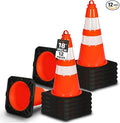 Pyle 18" PVC Traffic Cones, 12-Pack Safety Cones for Parking, Construction, Roadwork, & Sports Training, High-Visibility Orange, Durable, Stackable Design, Heavy-Duty Base for Stability in All Weather
