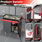 Metal Garage Storage Cabinet with Wheels,Lockable Storage Cabinets with Adjustable Shelf,Steel Tool Locker with Pegboard and Handle for Garage,Warehouse