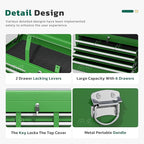 Greenvelly 8-Drawer Rolling Tool Chest, Metal Tool Chest with Wheels, Tool Cabinet with Detachable Top Tool Box, Metal Tool Cart with Liner & Hooks for Garage, Workshop, Warehouse (Green)