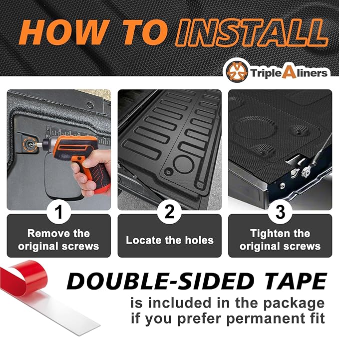 TripleAliners Tailgate Mat Compatible with 2022-2024 2025 Ford Maverick & Hybrid Model Tailgate Accessories Liner Protector All Weather TPE Custom Fit (Won't Fit Drop-in Liners)