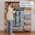 VENO 10 Pack Moving Bags and Large Christmas Storage Bins with lids. Alternative to Moving Boxes, Packing Supplies for College. Extra Large Heavy Duty Totes for Packaging (Light Blue Matte, 10 Pack)