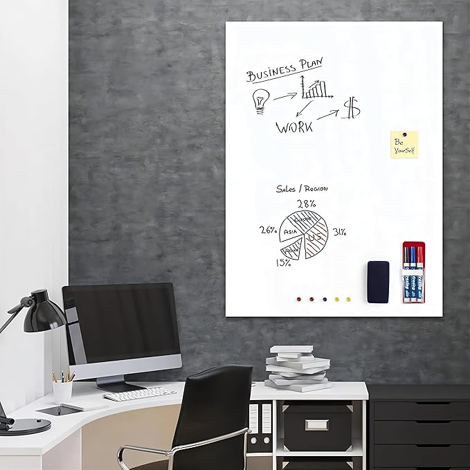 Magnetic Whiteboard Contact Paper, 18" x 39" Stick on Magnetic Dry Erase White Board Sticker on Wall, Easy to Write for Drawing, School, Office, Kitchen Fridge