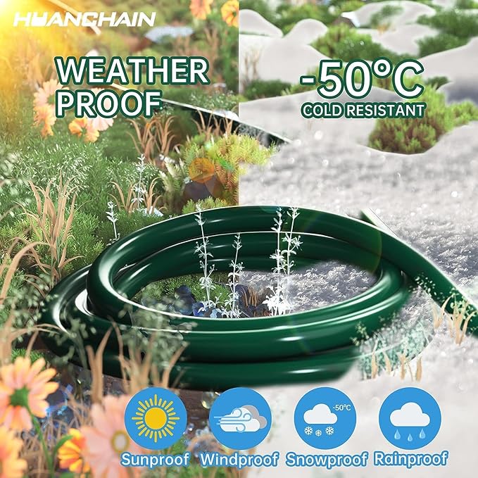 HUANCHAIN Indoor Outdoor Green Extension Cord 150 ft Waterproof, 16/3 Gauge Flexible Cold-Resistant Appliance Extension Cord Outside, 10A 1250W 16AWG SJTW, 3 Prong Electric Cable, ETL