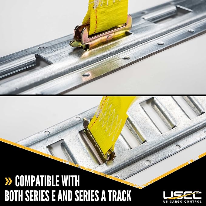 US Cargo Control E-Track Cam Buckle Straps (1000-Pack), 2 Inch x 12 Foot E Track Straps with Cam Buckle and Spring E-Fittings, 2,500 LBS Break Strength, Easy-to-Use Tiedowns in Vans and Trailers