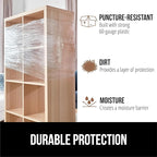 GORILLA GRIP 500% Shrink Wrap Roll with Handle, 5" 1000ft Plastic Wrap Stretch Film, Puncture Resistant Industrial Strength Moving Supplies, Pallet Storing, Packing Furniture Protection, 2 Pack Clear