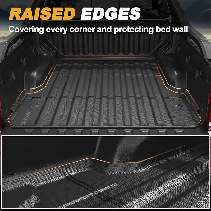 Truck Bed Mat for 2026 2025 2024 Toyota Tacoma, All Weather Truck Bed Liner for 2026 2025 Toyota Tacoma Accessories, 5FT TPE Cargo Liner Truck Mat