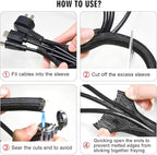 10ft - 1/2 inch Cord Protector Cable Sleeve Split Wire Loom Tubing for Power Cord Audio USB Cable, Cord Sleeve Cable Management for TV Computer, Cord Protectors from Pets Chewing, Black