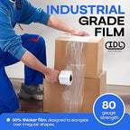 IDL Packaging F-31-8 Packaging 3" x 1000' Hand Bundling Stretch Film with Reusable Handle, Clear (Pack of 8)