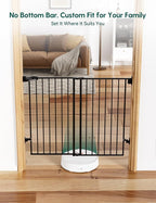 Babelio Baby Gate for Stairs, Kitchen & Doorways, No Bottom Bar| Easy Installation| One-Handed Operation| Auto-Close| Hardware Mount (Drill Needed) Safety Dog Gate (Black - 2 Pcs, 26-43" W, 28" H)
