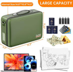 DocSafe Fireproof Document Box with Lock＆Shoulder Strap,Hard Case File Organizer with Accordion File Folder,Multi-Layer Portable Home Office Travel Safe Storage for Important Documents Laptop Green