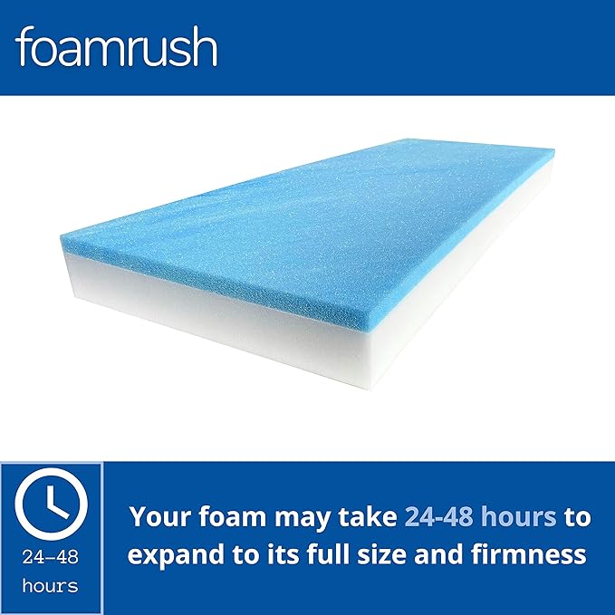 FoamRush 9" x 24" x 72" Gel Memory Foam Bench Cushion Replacement Medium Firm (Upholstery Foam, Rubber Padding, Seat Replacement, Upholstery Sheet, Couch, Sofa Cushion, Mattress) Made in USA