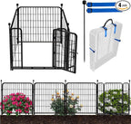 ADAVIN Dog Playpen 36 inch, Low Threshold Door 4 Panels Total 8.9 Ft(L) Tall Garden Fence, Dog Fence Outdoor for Yard, Black Metal Dog Pen Indoor, Dog Exercise Fence for RV Camping