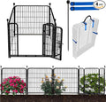 ADAVIN Tall Garden Fence Wide Door Low Threshold, 54 inch High 4 Panels Total 8.8 Ft(L), Black Heavy Duty Metal Outdoor Dog Fence for Yard or Camping, Garden Fencing Animal Barrier