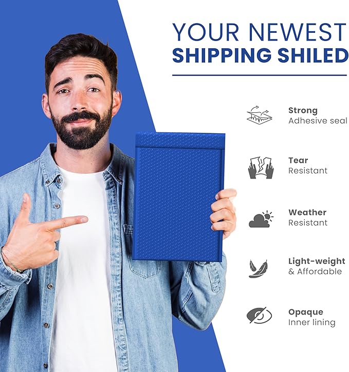 Royal Blue Small Poly Bubble Mailers 6x10 inch #0 | Self Seal Padded Envelopes | Cushioned Bubble Mailer | Usable Size 6x9 | WaterProof | Lightweight mailing Shipping Bags | 250 Pack Bulk
