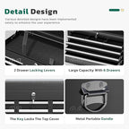 Greenvelly Metal Tool Chest,8-Drawer Rolling Tool Cart with Wheels,2 in 1 Detachable Tool Cabinets,Tool Box,Liners and Locking System for Garage,Warehouse,Workshop, Barbershop(Black)