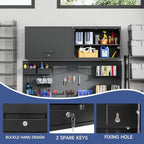 Metal Wall Cabinet with Locking Door and Shelf, Hanging Garage Cabinets with Up-Flip Doors for Garage, Warehouse, Home, Office, Assembly Required (Black, One Cabinet)