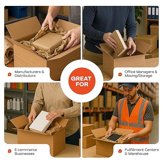 Multi-Depth Corrugated Shipping Boxes, 14"L x 12"W x 6"H, 20-Pack - USA-Made Boxes for Moving, Storage & Small Business Packaging - Heavy-Duty Cardboard Bines for Household & Office by IDL Packaging