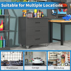 Metal Tool Cabinet,Garage Storage Cabinet System,Wall Cabinet & Locking Rolling Tool Cabinet with Doors and Adjustable Shelves,Steel Tool Cabinets for Home (2 Pcs-StyleC, Black)