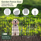 12 Panels Garden Fence, 13.8 ft(L) x 17 in(H) Arched No Dig Fence, Decorative Animal Barrier Fencing with Ground Stake, Rustproof Metal Garden Edging Border for Dog, Rabbit, Outdoor Yard Patio Decor