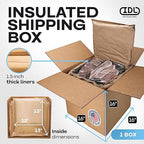 Insulated Thermal Shipping Box 16" x 16" x 16", Pack of 1 - USA-Made Cold Food Shipping Box 9.5-Gallon Capacity with Thermal Paper Liners, Absorb Condensation – Ideal for Frozen Food by IDL Packaging