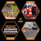 Xpose Safety 28 Inch Orange Traffic Cones with 6" & 4" Collar, 8-Pack - Multipurpose PVC Plastic Safety Cone for Parking, Soccer, Caution, Kids and Construction - DOT Approved