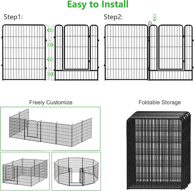 No Dig Decorative Garden Fence with Gate Rustproof Metal Fence Panels, 40in(H) x 64Ft(L) Garden Fencing for Yard 24 Panels Animal Barrier Fence for Dogs, Rabbit, Patio