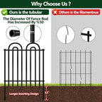 Decorative Garden Fence, 15 Panels No Dig Fence, 32 in(H) x 36.25 ft(L) Animal Barrier for Dogs Rabbits, Rustproof Metal Arched Decorative Garden Fences for Flower Bed, Outdoor, Yard, Patio