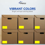 Perco Fluorescent Yellow Labels 3x5 Inch 500 Stickers/Roll with Easy Peel Perforation and Strong Adhesion for Inventory Management, Color Coding, Moving Boxes, Retail, Organizing & Crafts–Made in USA