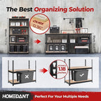 HOMEDANT 39.8" W 5 Tier Heavy Duty Garage Shelving Adjustable Metal Rack Storage Shelves Standing Shelf Unit Organizers Pantry Closet Black 1Pack