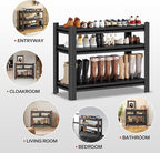 Storage Shelves, Garage Metal Shelving Unit, Adjustable, Double-Layer Column with Reinforced Ribs, Heavy-Duty, Capable of Bearing 600-3600 lbs (Black, 25''W*14''D*32''H, Tier)