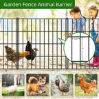 Metal Garden Fence 28in (H) x 18.7ft (L), 8 Panels + 9 Stakes Dog Fence Border Fence Animal Barrier, No Dig Garden Fencing for Yard Flower Bed Lawn Patio Outdoor, PIN282808 Black