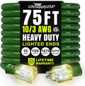 75ft Outdoor/Indoor Extension Cord 10/3 Gauge Ultra Heavy Duty 3 Prong SJTW, Waterproof, ETL Listed, Flexible Cold-Resistant Long Power Cord,15A 125V 1875W, Green by LifeSupplyUSA